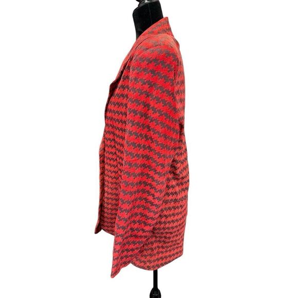 The Limited Women's 100% Leather Red Houndstooth Blazer Jacket Lined Size M - Picture 6 of 15